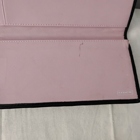 ❤️2 Piece COACH JULIA OP Black Logo Patent ID Clutch Wallet and Checkbook Cover - Picture 13 of 14